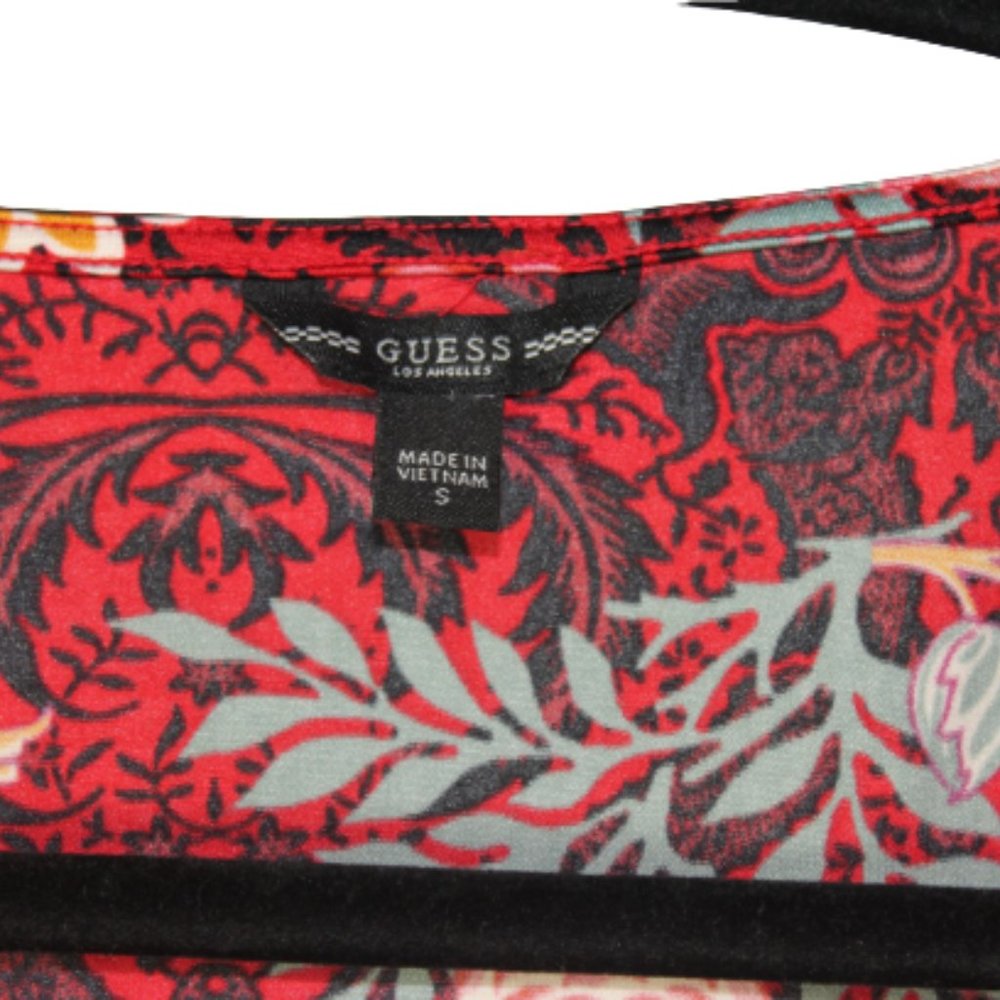 GUESS Los Angeles Floral Print Ruched Front Top – Size S - Picture 5 of 5